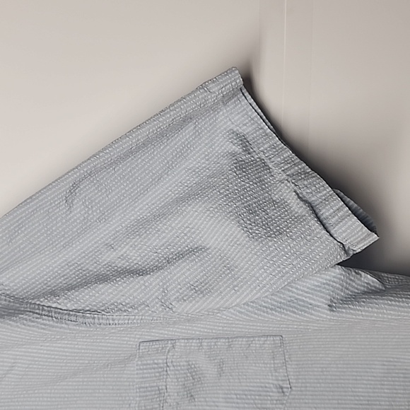 Free Assembly mens XXL blue/white stripe button-down collared short sleeve shirt - Picture 5 of 11